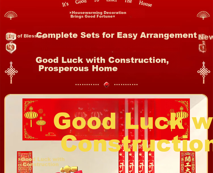 Extreme Space Construction Commencement Ceremony Full Set New House Opening Ceremony Supplies Renovation Opening Tablecloth Banner Stickers Firecracker Set 2