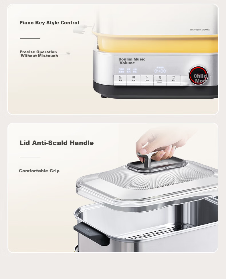 Donlim 20L Stainless Steel Electric Steamer Multi-Function Cooker 3-in-1 Steaming, Stewing, Boiling Electric Hot Pot DL-1007 27