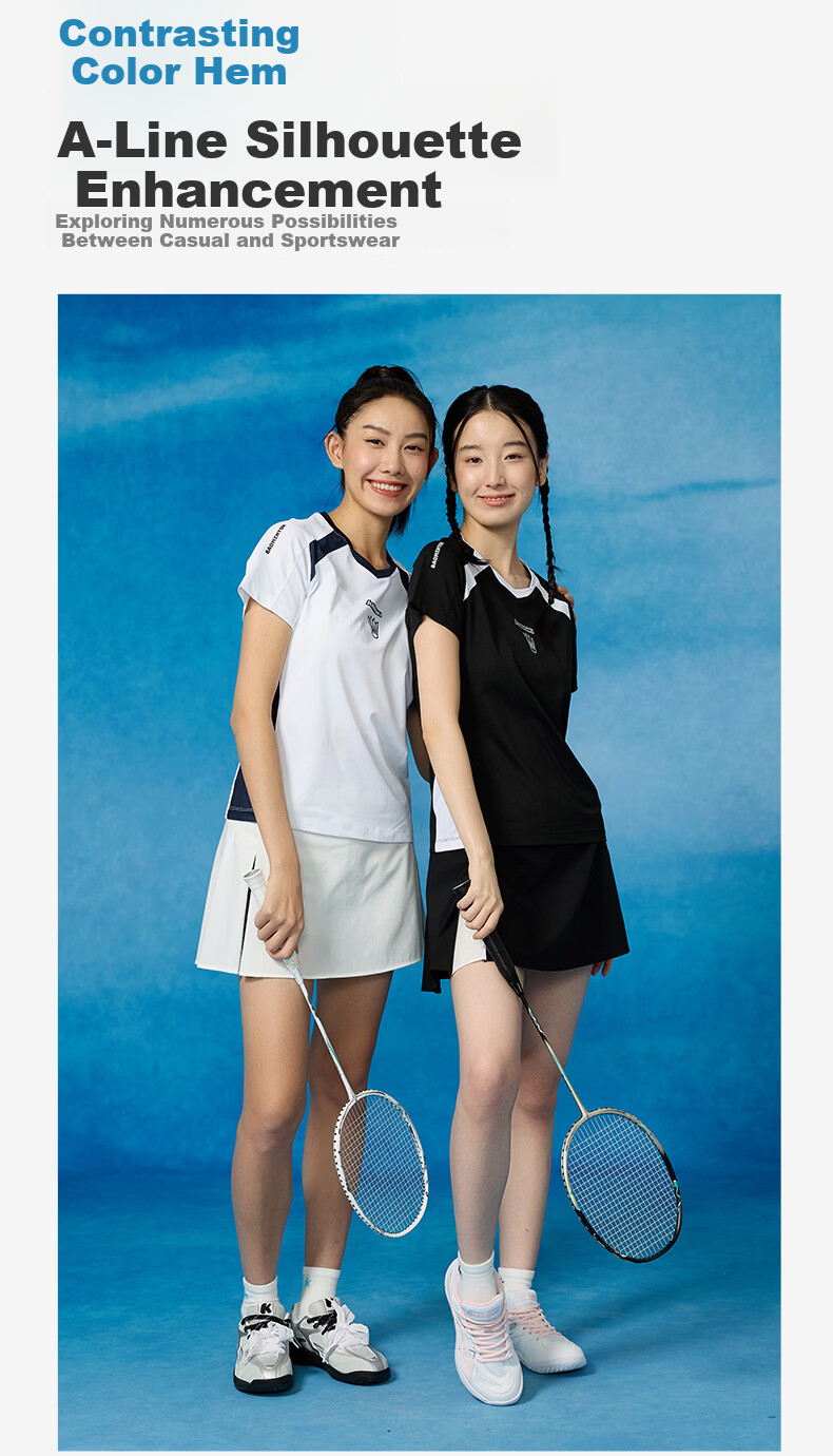 KAWASAKI Women's Badminton Skirt Shorts Summer New Professional Quick-Dry Black 2XL 4