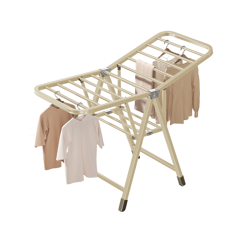 Miaoli 1.4m Double-Layer Foldable Windproof Floor Clothes Drying Rack for Balcony Indoor Outdoor Use