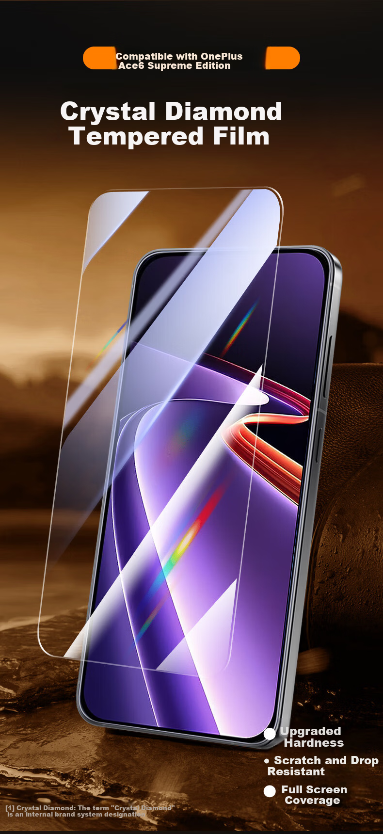 Coollefone [Two-Pack] Tempered Glass Screen Protector for OnePlus Ace6 / Ace6T, Full Coverage Ultra-Thin HD Anti-Dust, Anti-Fingerprint, Drop-Resistant Film 1