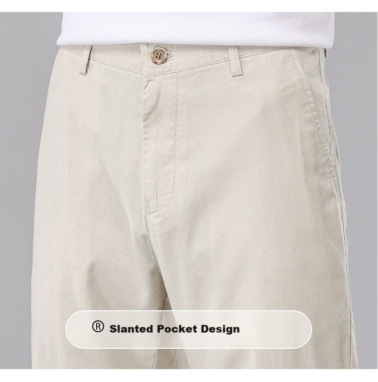 Pierre Cardin Men's Summer Lightweight Casual Pants Linen Loose Straight Business High-End Trousers Beige Gray 29 13
