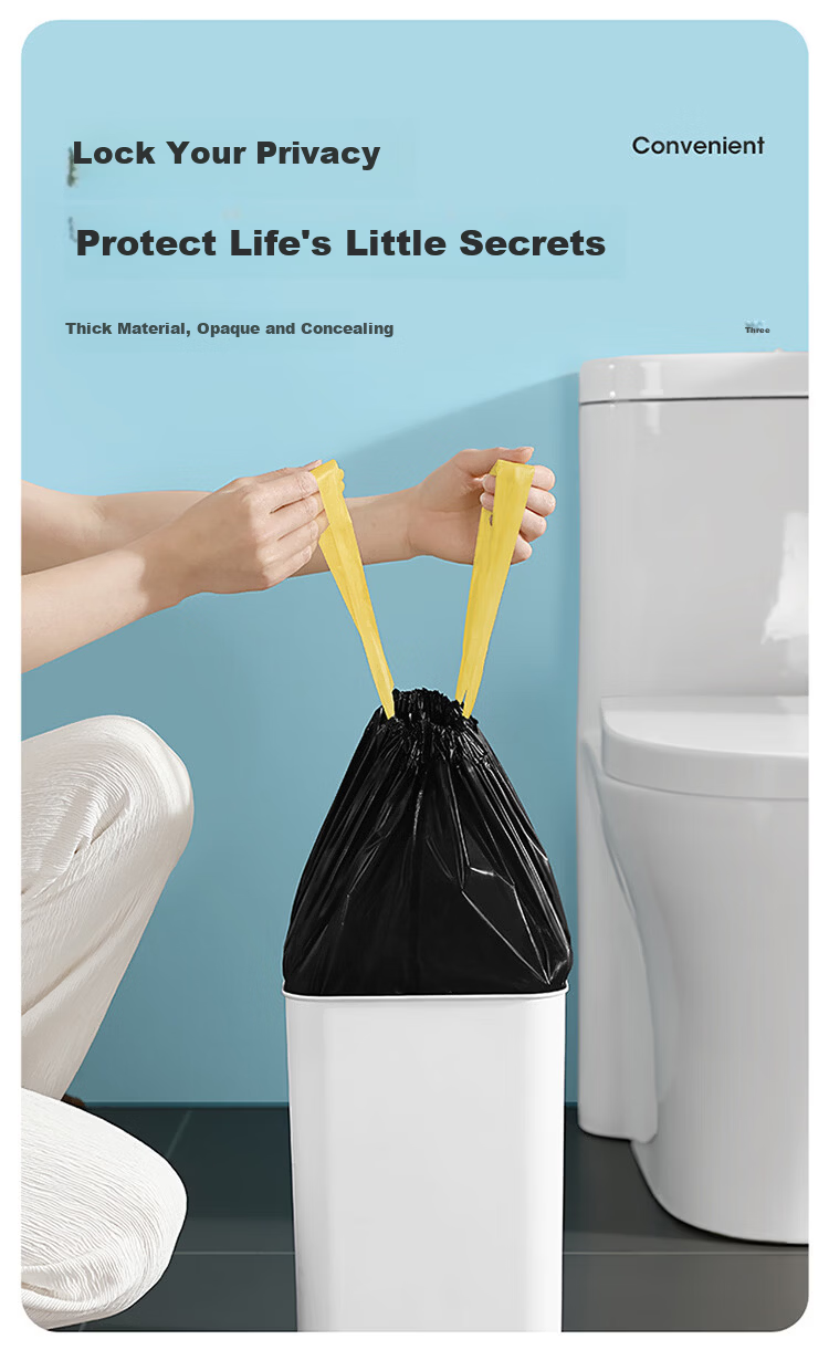 Meiliya Thick Drawstring Trash Bags 45x50cm 120pcs 1.5mil Kitchen Durable Leak-Proof Garbage Bags for Toilet Office Home Use 9