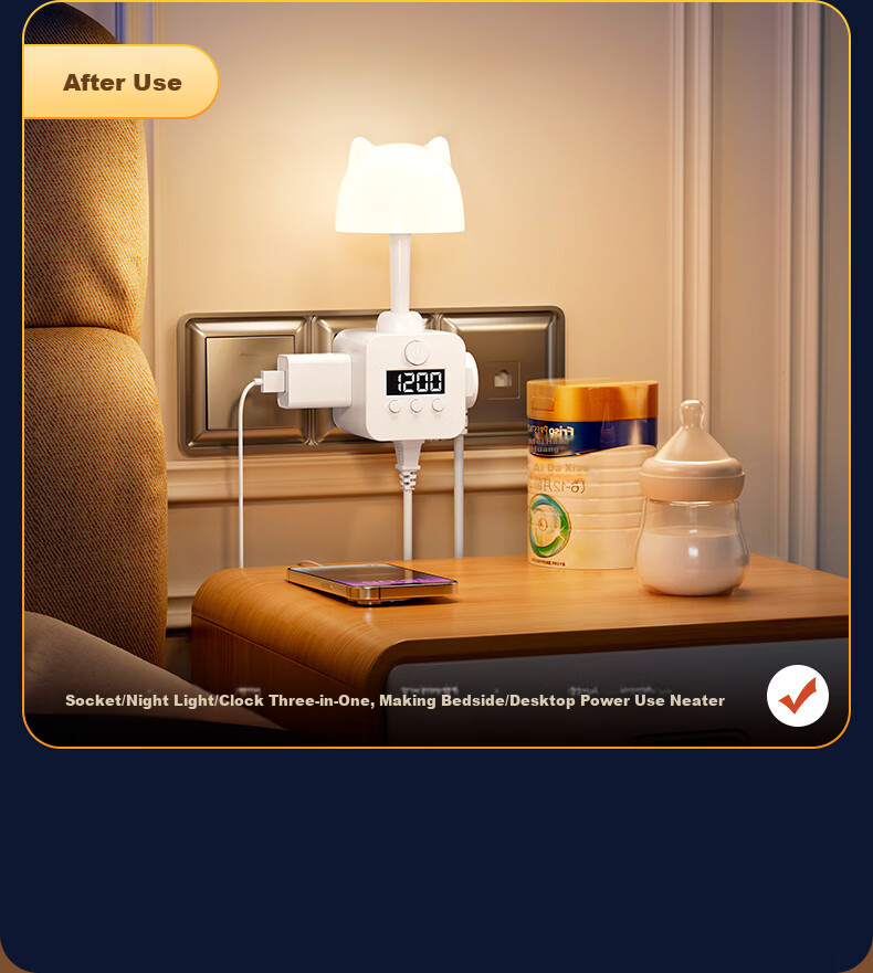 DUPAI Smart Remote Control Eye Protection Night Light Integrated Socket Bedside Table Lamp Bedroom Baby Nursing Maternity Baby Sleep Lamp 6