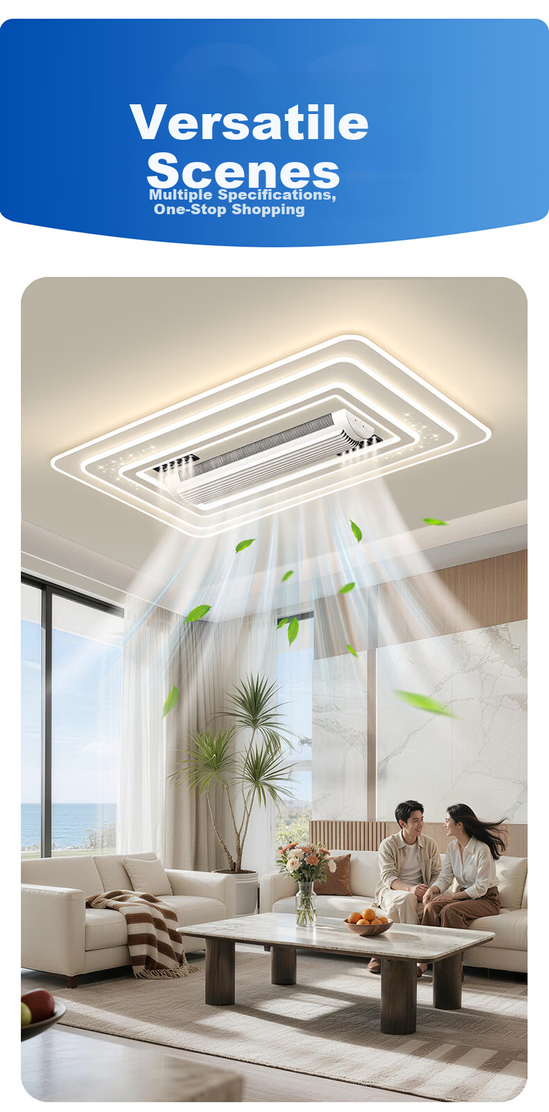 HP Eye-Care LED Ceiling Light with Bladeless Fan, Purui Smart Living Room Bedroom Zhongshan Lighting, Installation Included, Zhenzhiguang Series 15