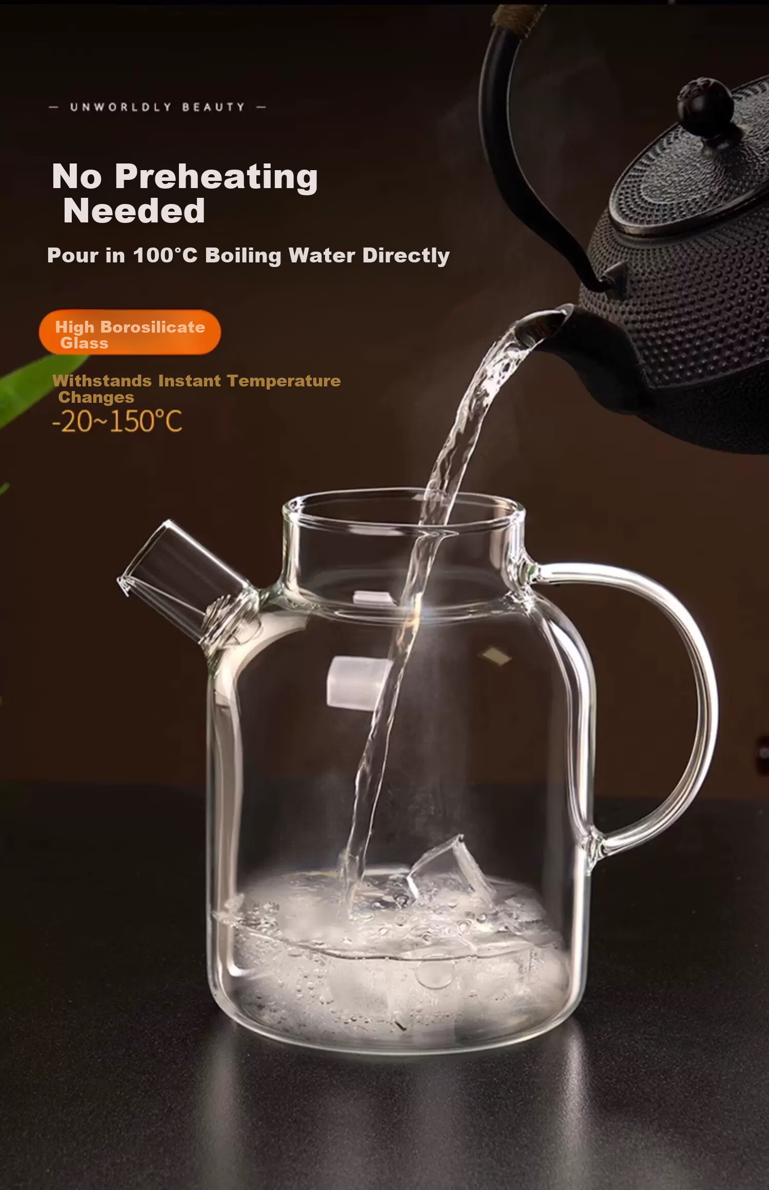 Chayan Japanese Style High Borosilicate Glass Heat-Resistant Large Capacity 1.8L Cold Water Pitcher with Tea Separation 3