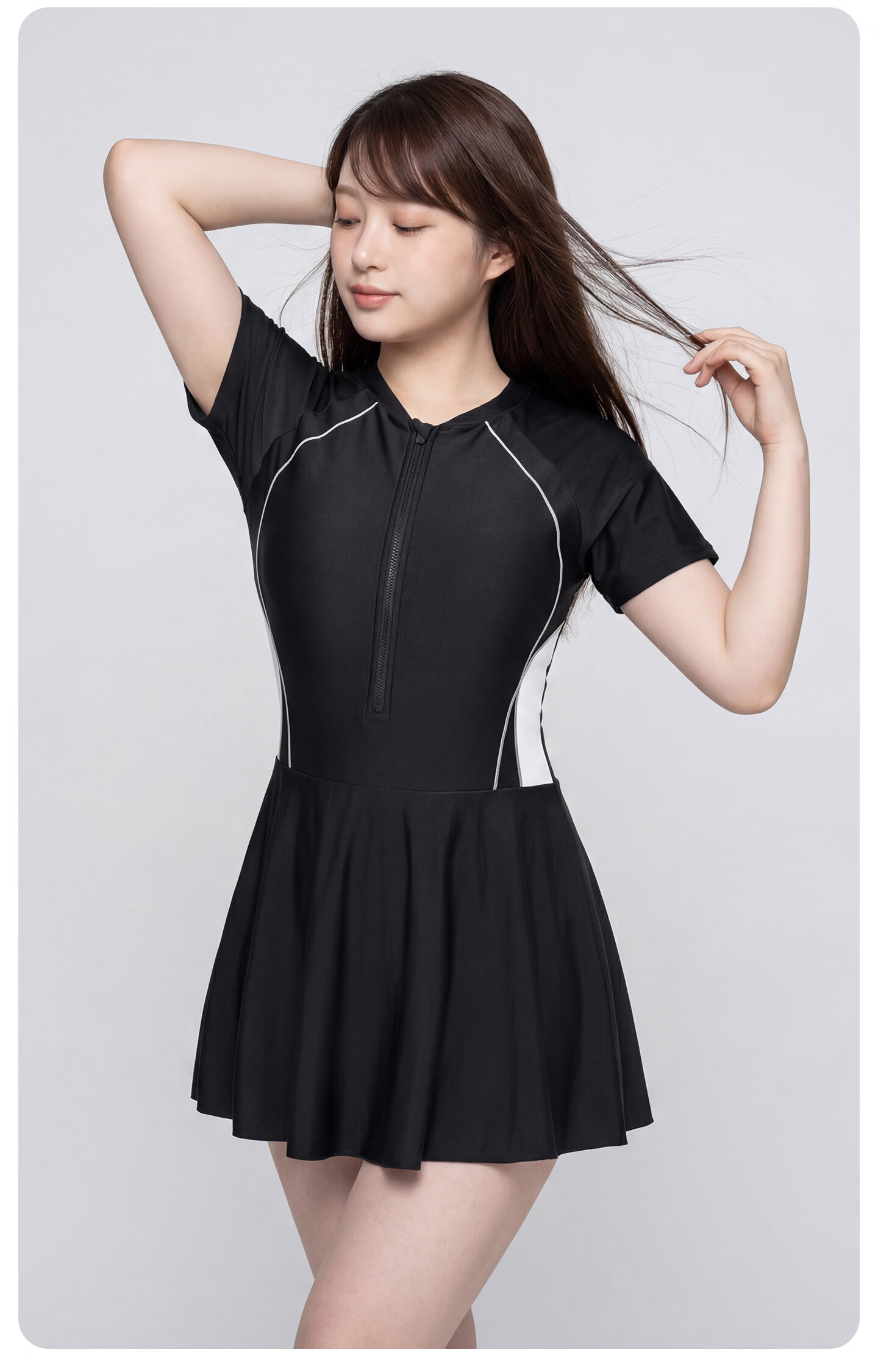 LI-NING Plus Size Women's Slimming One-Piece Swimsuit Tummy Control Swimwear Gray Blue 5XL 13
