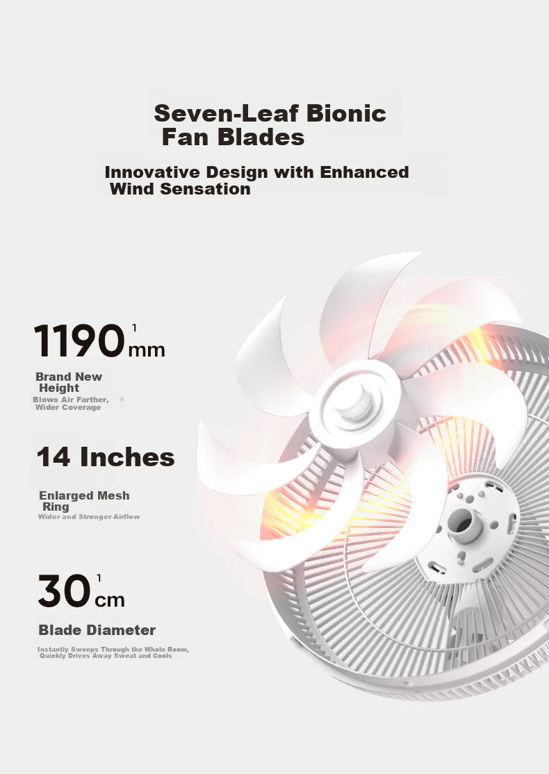 Qinyuan Breeze Series DC Inverter Floor Fan Circulating Fan Level 1 Energy Efficiency Home Integrated Adjustable Soft Wind Silent Remote Control Electric Fan PF-341A 3