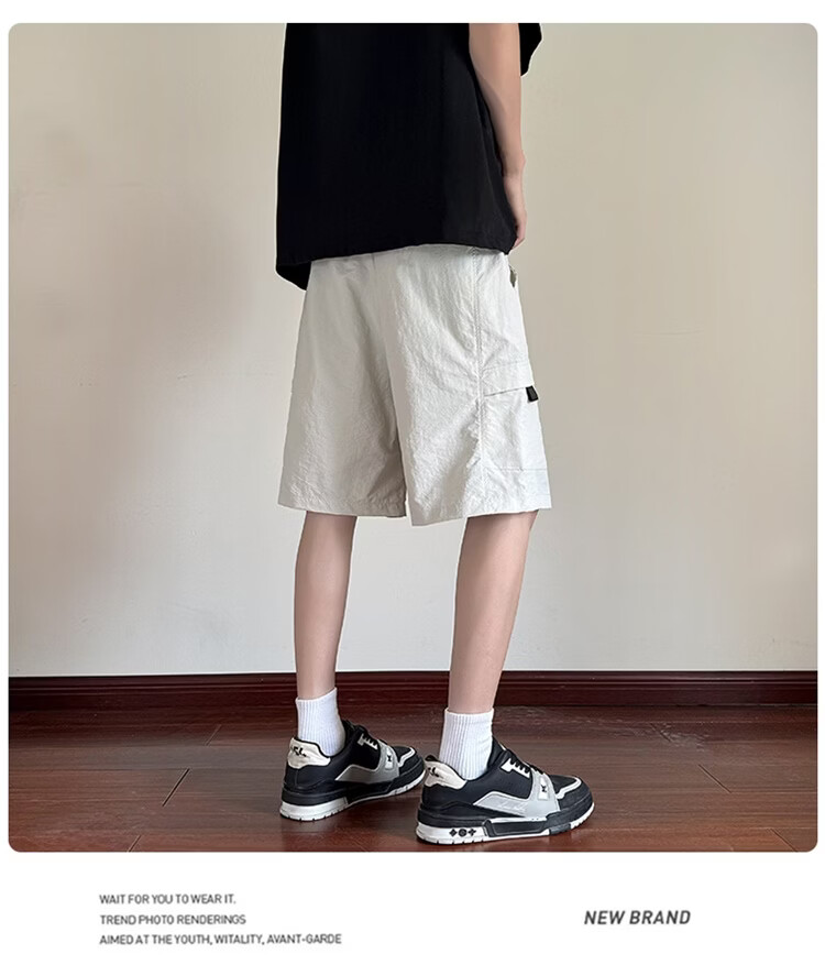 GENIOLAMODE Semir Group Men's Korean Style Loose Casual Lightweight Breathable Five-Point Ice Silk Quick-Dry Versatile Drawstring Shorts 25