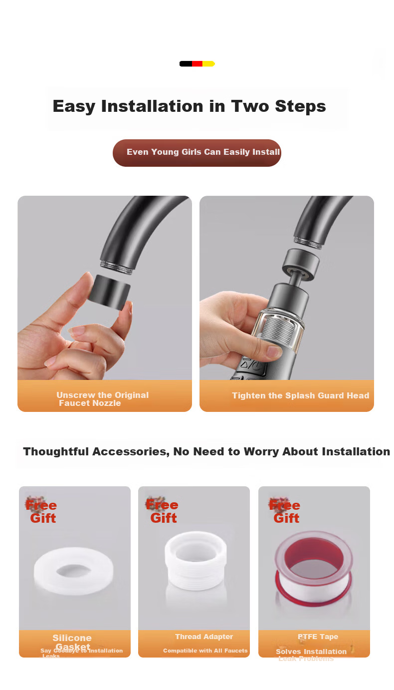 HOMK German Kitchen Faucet Extender Filter Splash-proof Universal Sink Connector Aerator 14