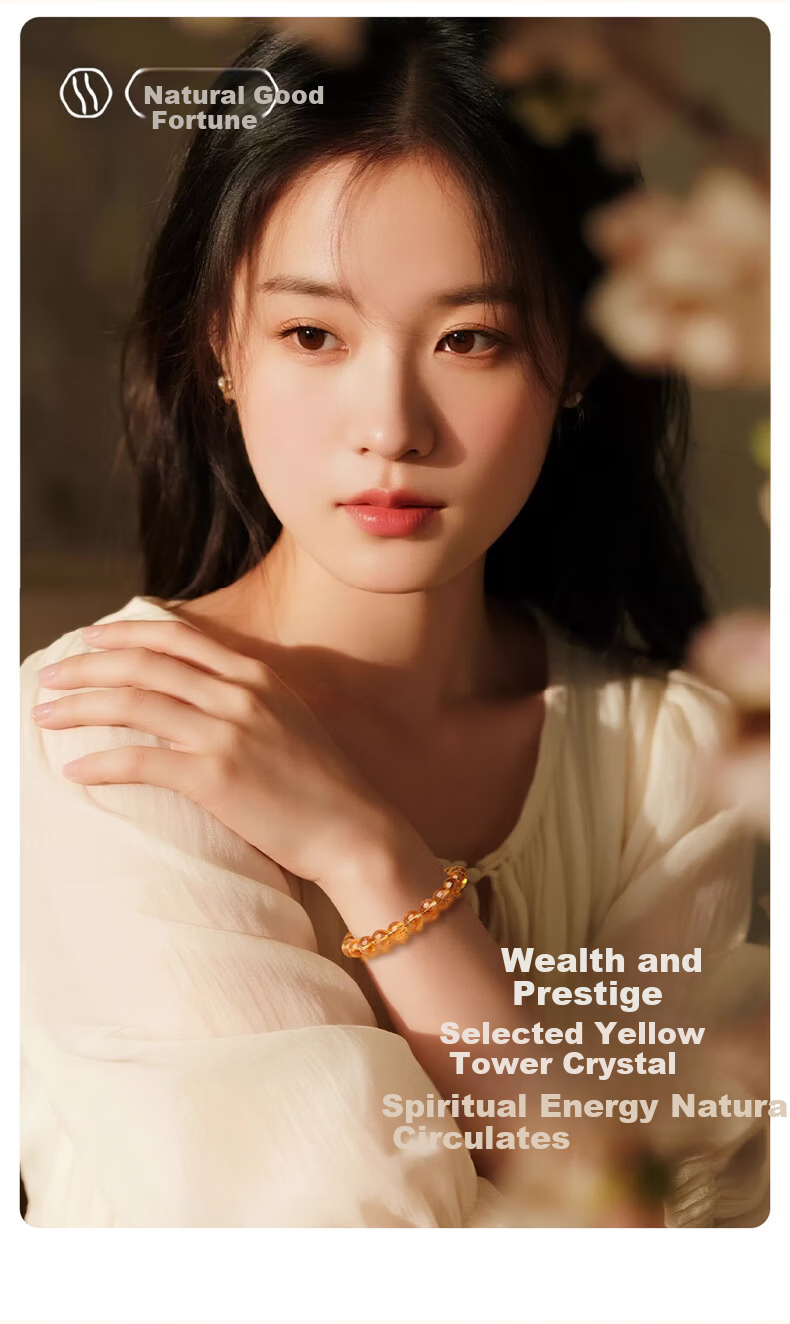 Jinliufu Auspicious Natural Grade Yellow Tower Crystal Loose Beads Wealth Yellow Crystal Handmade Beads for Women Birthday Gift for Girlfriend Mom Wife 3