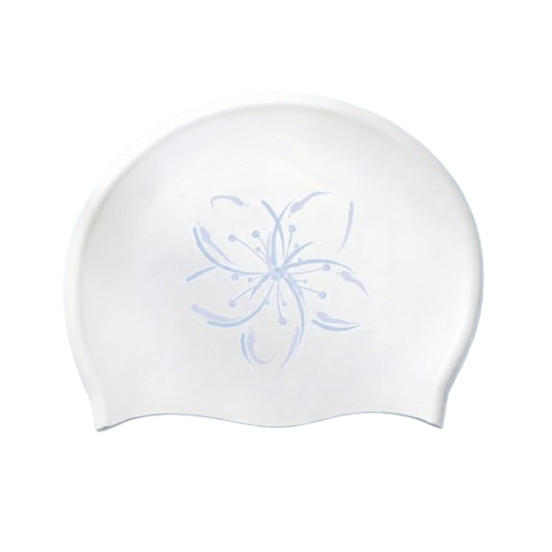 361° Women's Silicone Waterproof Printed Swimming Cap for Long Hair, Non-Tight, Ear Protection, Professional Large Size
