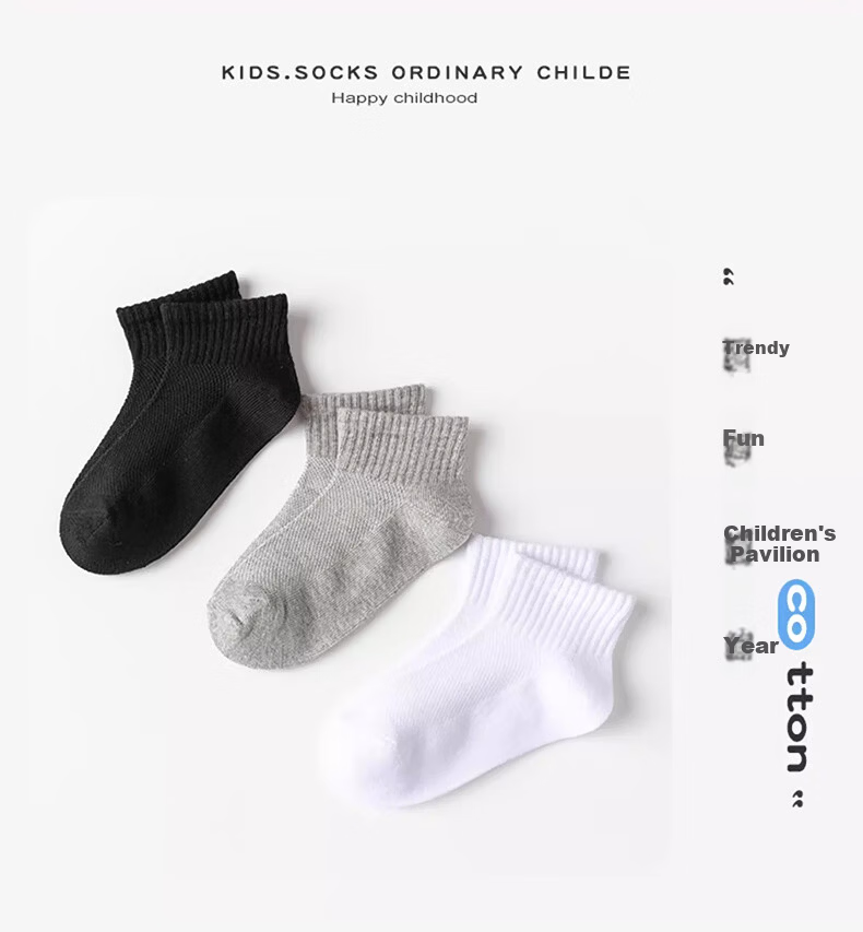 Langsha Children's White Socks Boys Girls Student White Thin Cotton Mid-Calf Socks for Spring and Autumn Summer 11