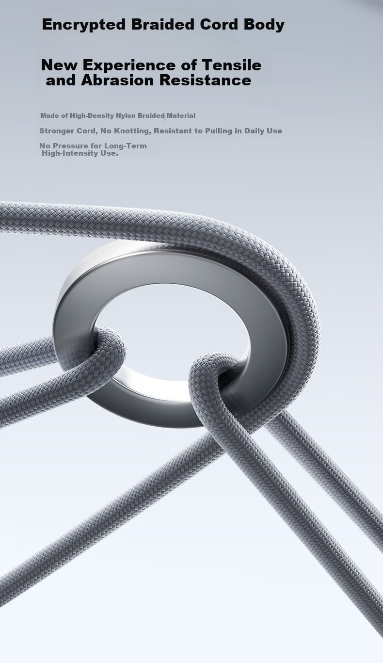 Baseus 3-in-1 Braided Charging Cable Type-C Apple Android 3.5A Fast Charge Multi-Device Cable for iPhone 17/16/15 Xiaomi Huawei Honor 1.2m Gray 8