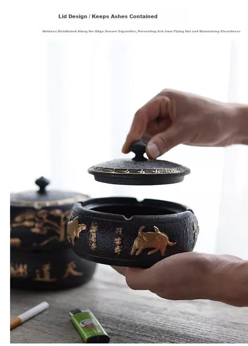 Bangu Mountain Home Ceramic Ashtray Upgrade No Lid Chinese Style Creative Personalized Office Decor 6