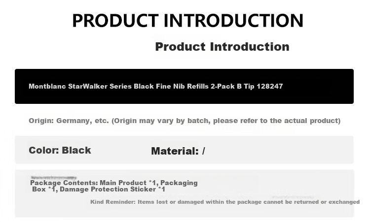 MONTBLANC StarWalker Series Black Fine Line Pen Refills 2-Pack B Tip 128247 Gift 3