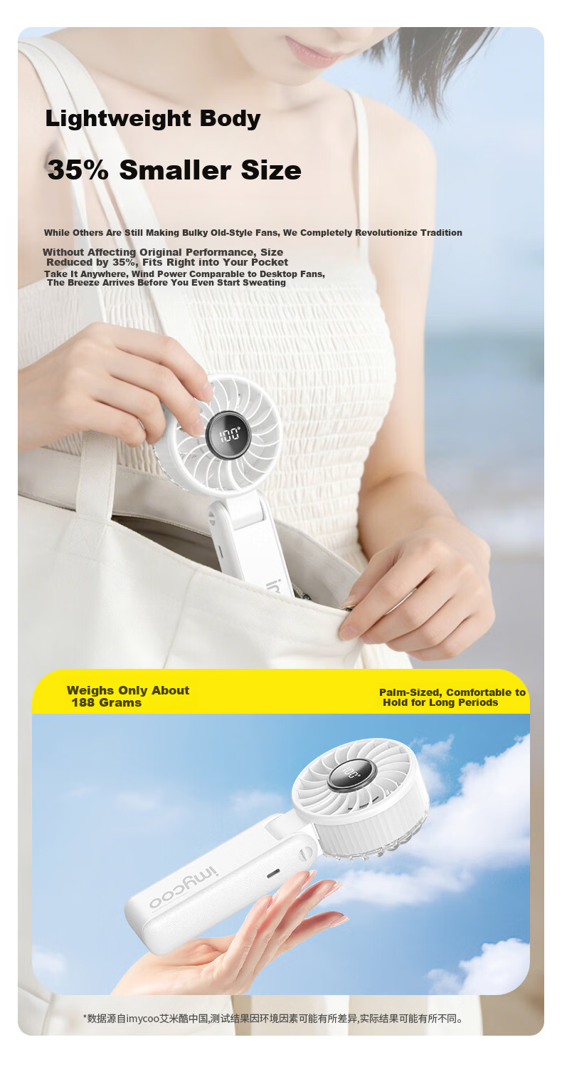 AIMIKU 2026 New Handheld Mini Fan Silent Portable Neck Hanging USB Rechargeable Cooling Foldable Desktop Fan for Students Dormitory Outdoor 8