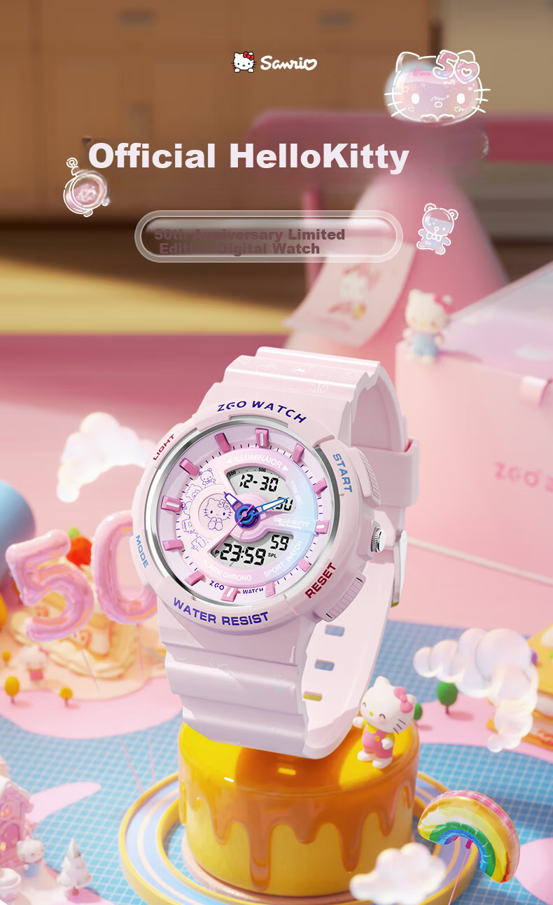 Hello Kitty Girls' Student Sports Luminous Waterproof Electronic Watch for Elementary and Middle School Children Birthday Gift for Girls 8573 1