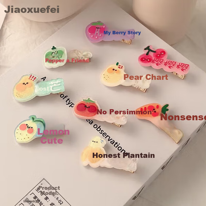 Jiaoxuefei Acrylic Creative Funny Hairpin Set of 5 Women Side Bang Clip Forehead Bobby Pin Hair Accessories