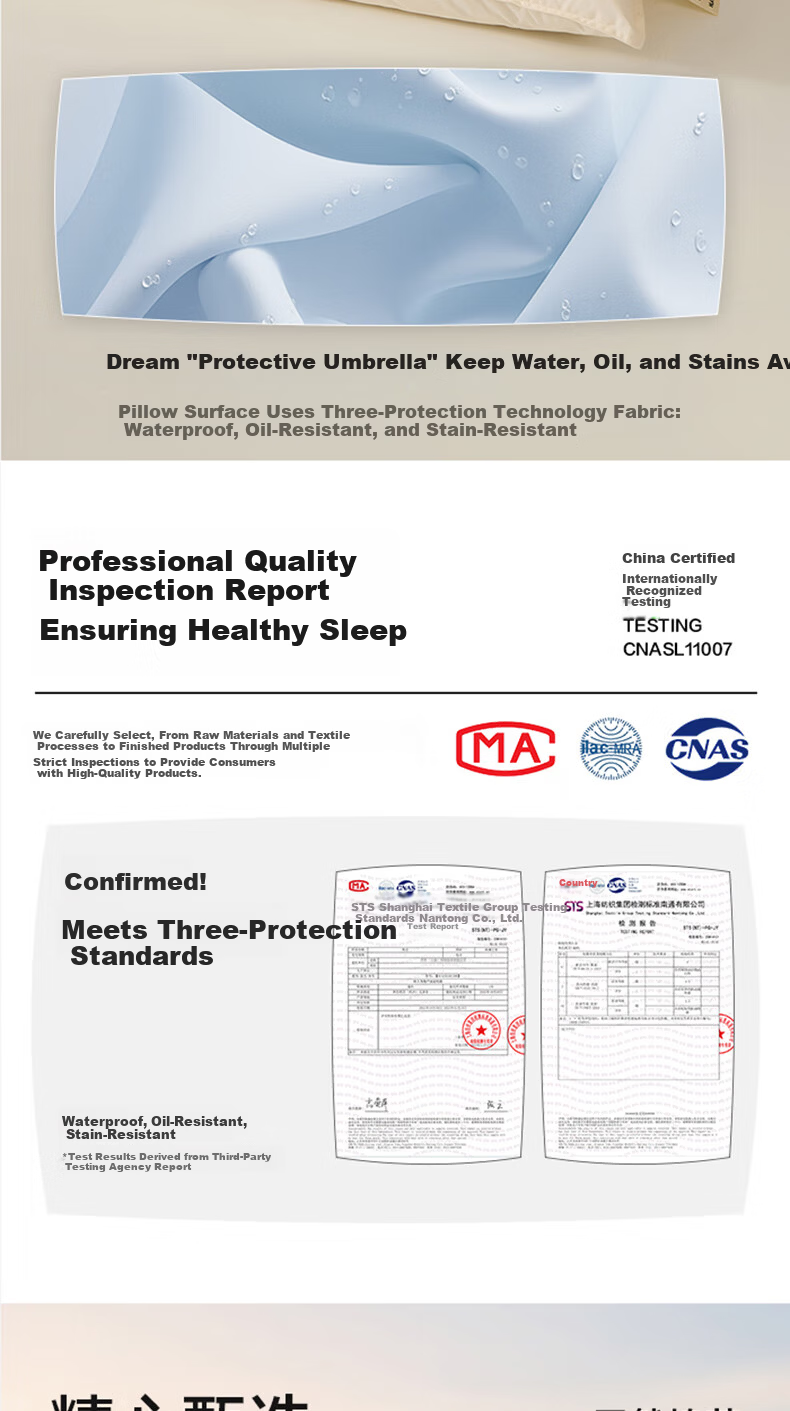 HLA A-Class 100% Xinjiang Cotton Three-Protection Pillow Core 7A Antibacterial Oil-Resistant Fiber Neck Support Pillow for Dormitory 4