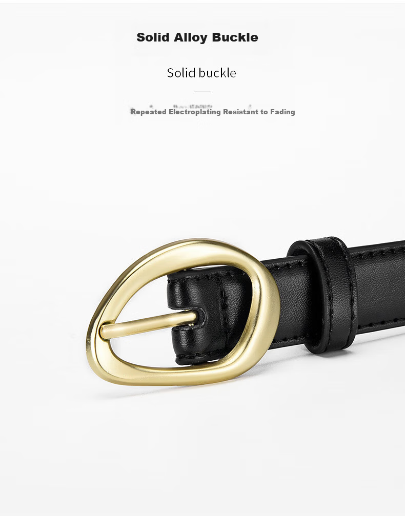 Half-Cigarette Style Women's Fashion Pin Buckle Belt Slim Durable Leather Decorative Skinny Belt for Jeans 7