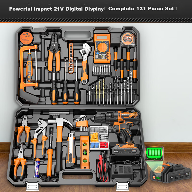 Commax Brushless Cordless Electric Screwdriver Drill Home Lithium Battery Drill Tool Kit Complete Set for Electricians and Woodworkers Maintenance