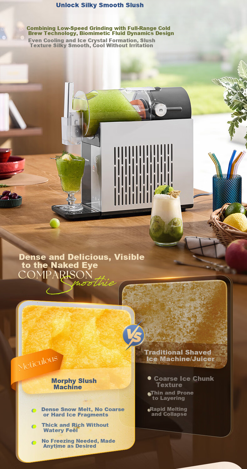 Morphyrichards Ice Crusher Machine Home Small Large Diameter Fully Automatic Fast Ice Shaving Commercial Snow Melting Machine Cold Drink Milkshake Cocktail Blender MR8002 7