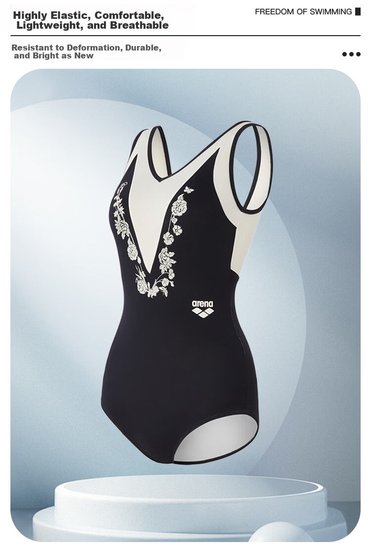Arena Women's New South France Style Slim Sexy Sleeveless One-Piece Triangle Swimsuit Black and White XL 1