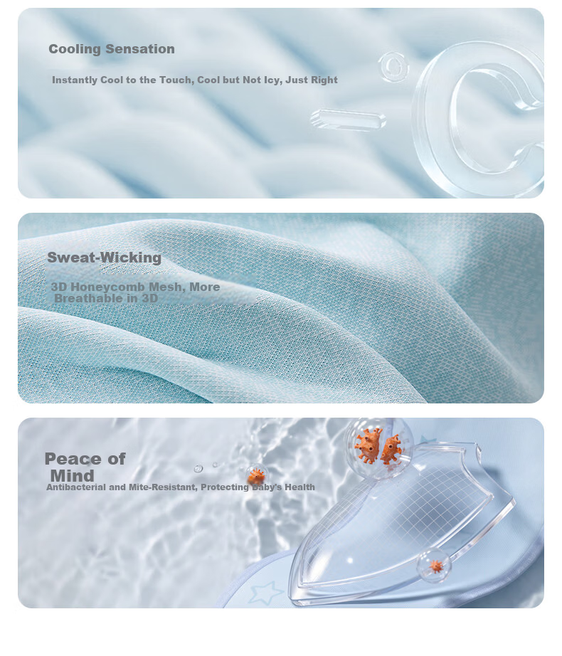Luolaikids Infant A-Class Antibacterial Mite-Resistant Machine-Washable Ice Silk Baby Cooling Mat Summer 56*100cm 2