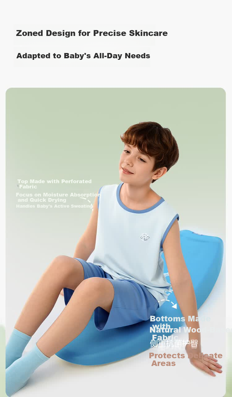 Balabala Boys Sleeveless Vest Set Summer Air-Conditioned Children's Pajamas Toddler Baby Homewear Big Kids Sleeveless 3