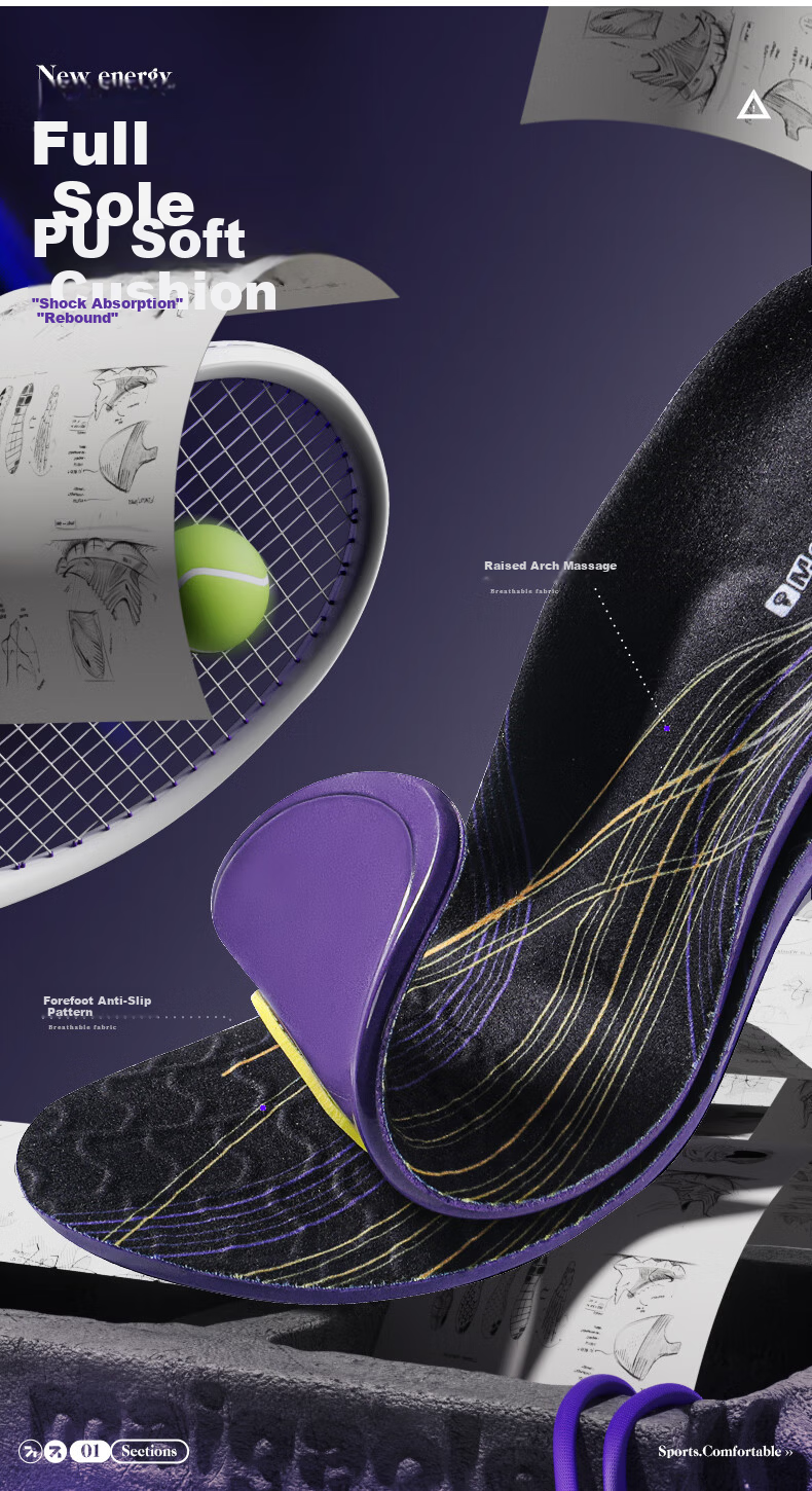 Maigao Le 7A Antibacterial 30° Arch Support Flat Foot Comfortable Long-Standing Sports Insoles Hiking Use Size 43-44 4
