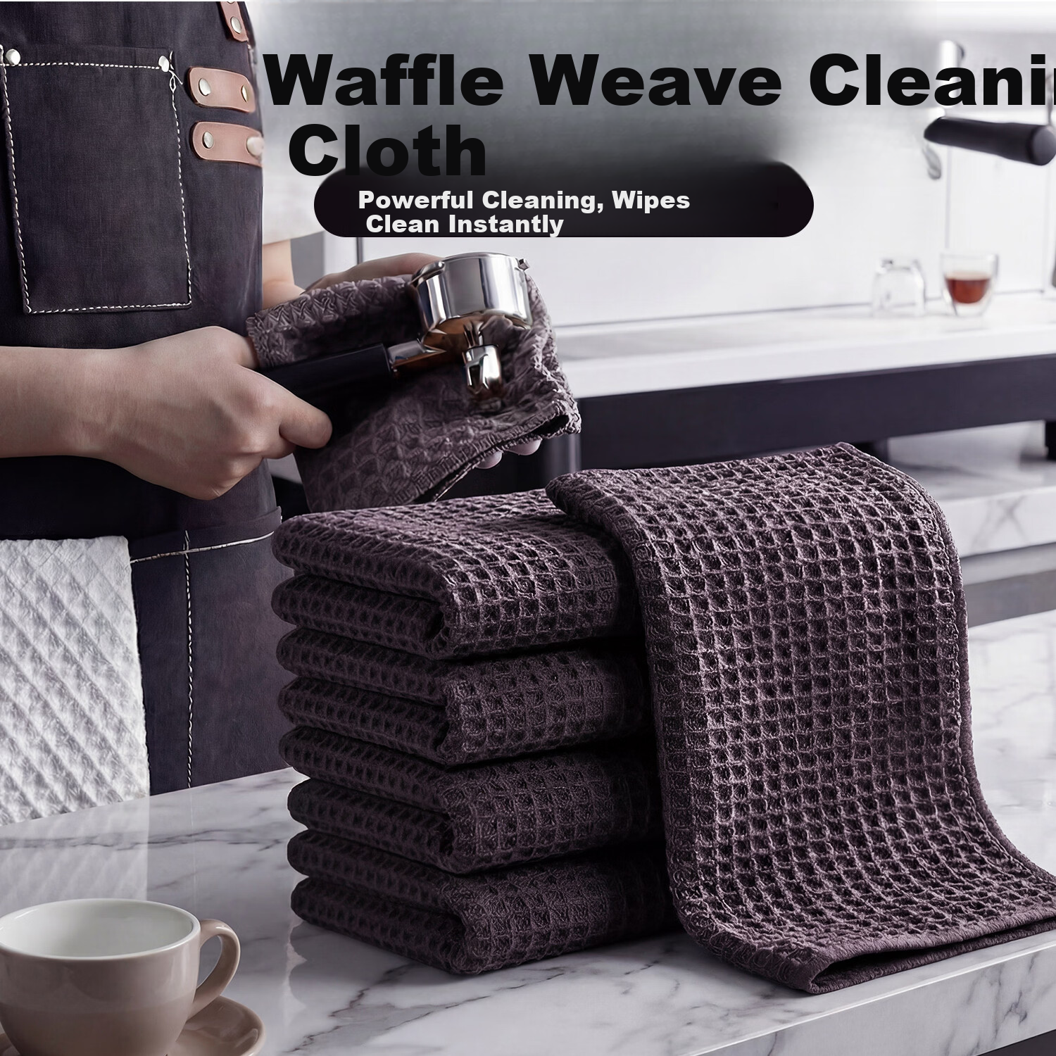 Ruizhijia Non-Damaging Coffee Machine Waffle Weave Dual-Purpose Cleaning Microfiber Cloth Towel Non-Disposable
