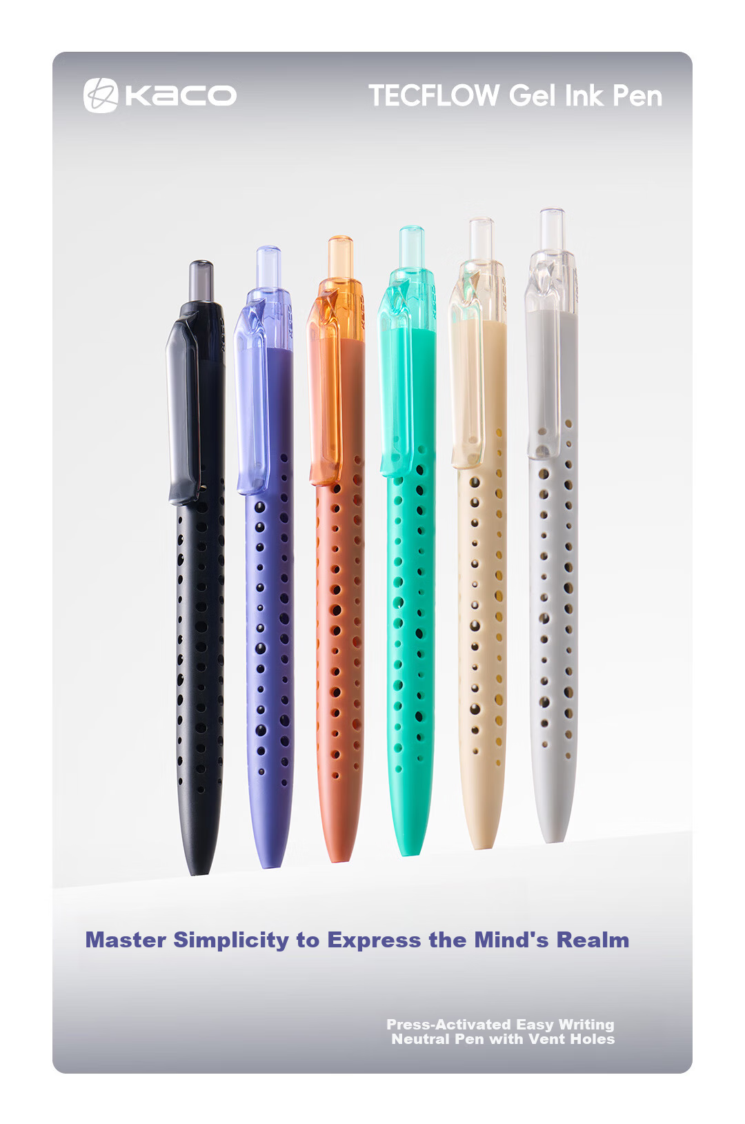 KACO TECFLOW Click Retractable 0.5mm Pearl Gray Gel Pen 3-Pack Colorful Journal Note-Taking High-Value 1