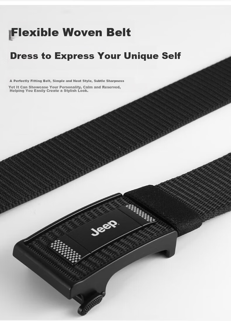 JEEP 2026 New Canvas Leather Men's Automatic Buckle Braided Casual Military Training Belt 5