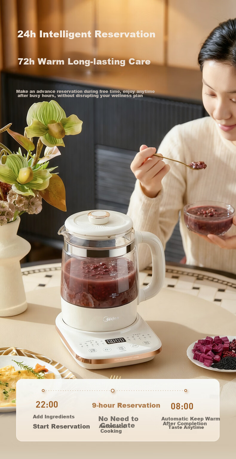 Midea 0 Glue Full Glass Health Kettle Baby Boiling Kettle Electric Kettle Fully Automatic Integrated Tea Maker 800W High Power 1.5L MK-YS15B215 8