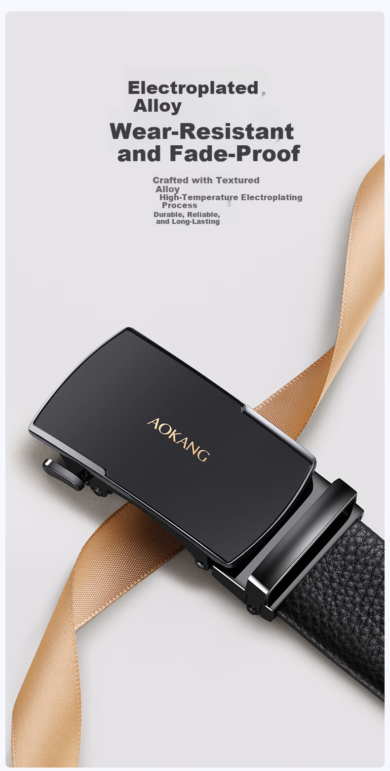 Aokang Men's Genuine Leather Belt Automatic Buckle First Layer Cowhide Business Commuter Men's Waist Belt Gift for Men 6