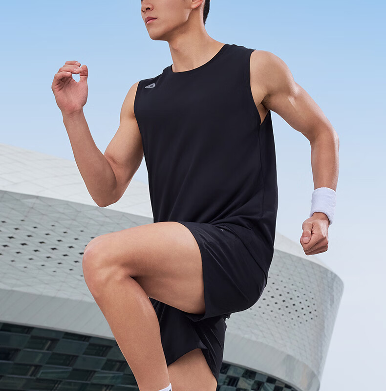 PEAK Men's Summer Sports Set Quick-Dry Breathable Sleeveless Vest and Shorts Badminton Running Fitness Two-Piece DF152010 26