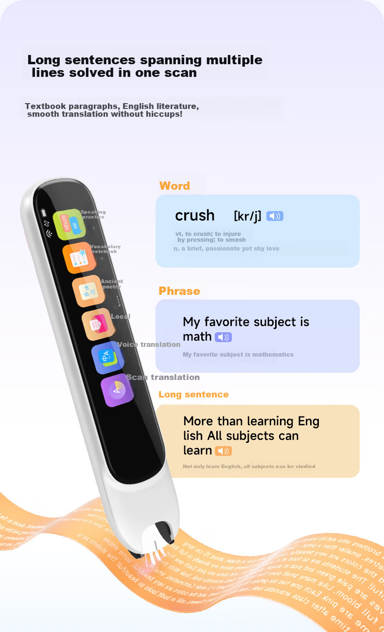 Ozing [40+ Warehouse Fast Delivery] K3 English Reading Pen Electronic Dictionary Scanning Pen Universal for All Subjects Elementary, Middle And High School Synchronized Textbooks Gift Portable Learning Device 6