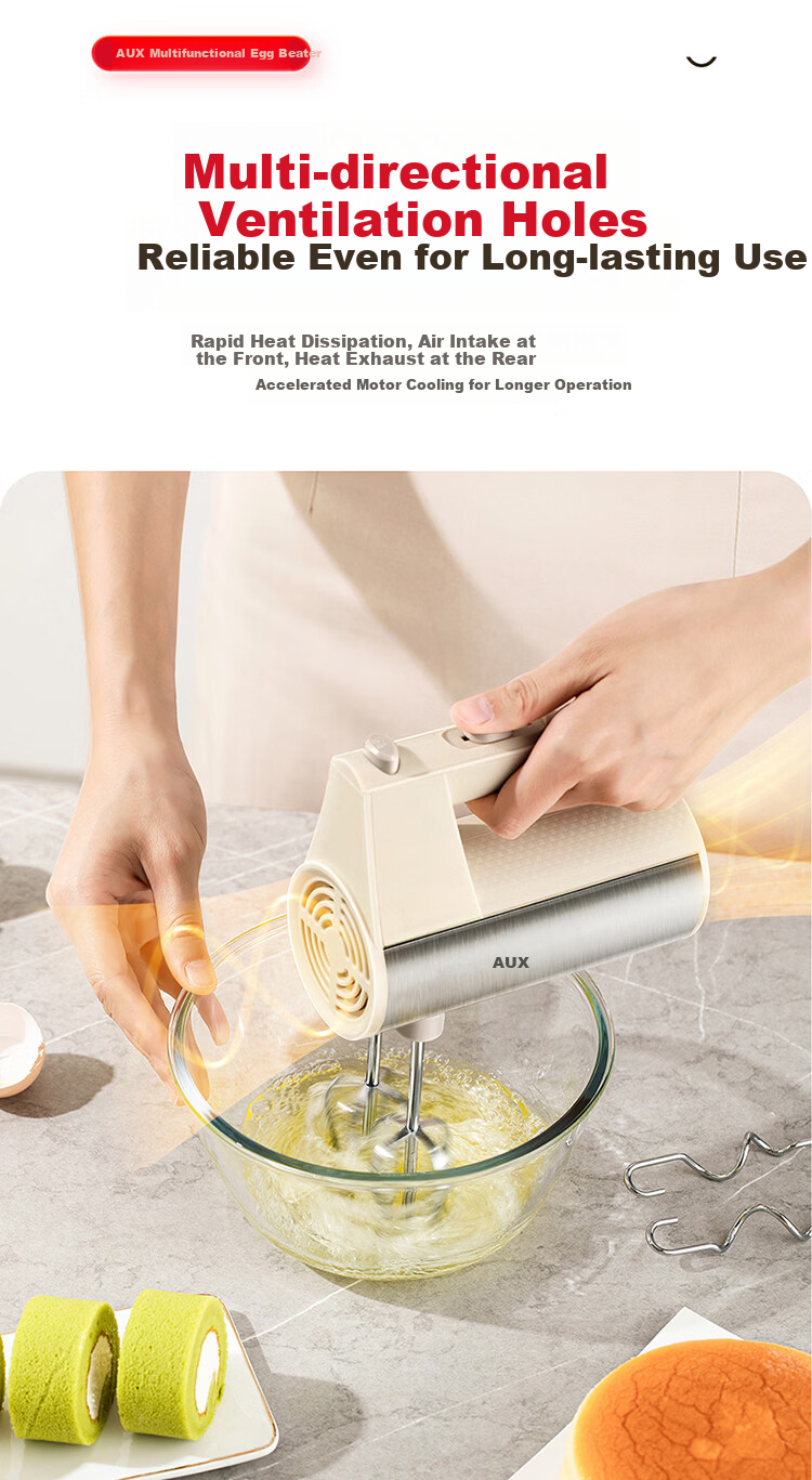 AUX Electric Hand Mixer High Power Mini Handheld Automatic Egg Beater Whisk Cream and Egg White Multifunctional Blender AUX-S11 8