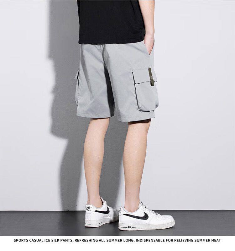 GLM Men's Summer Casual Cargo Shorts Loose Fit Trendy Five-Point Pants 23