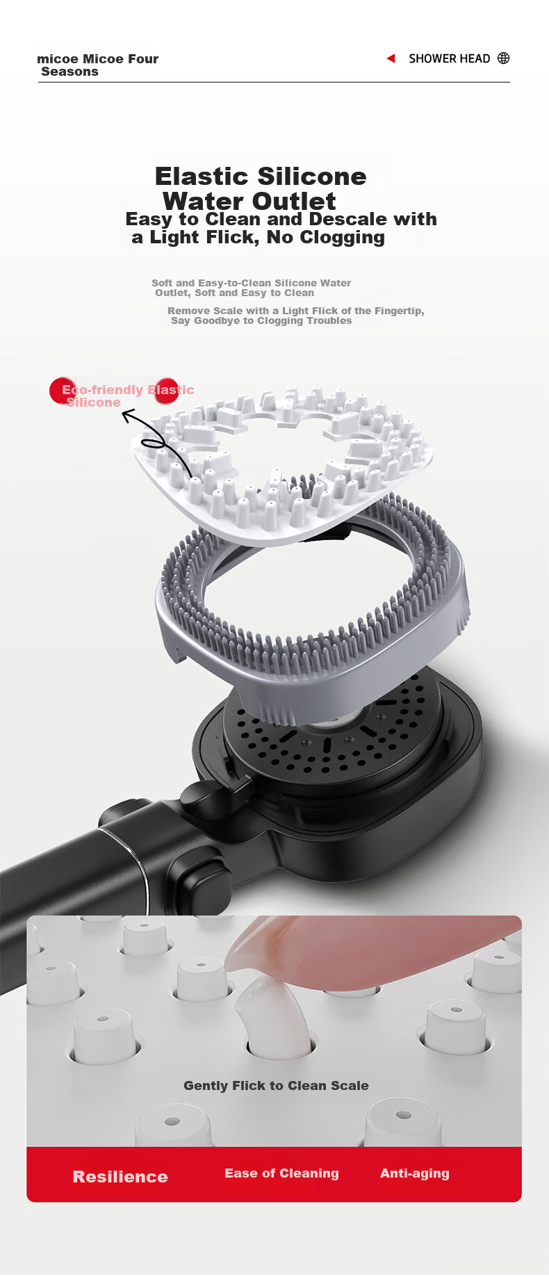 MICOE Shower Handheld High-Pressure Sprayer Multi-Function Large Panel Shower Head Bathroom HS6H 16