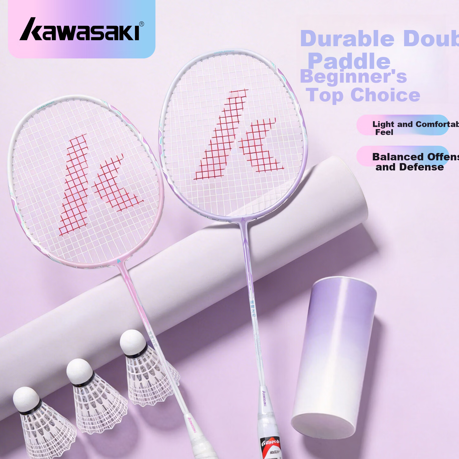 KAWASAKI War Spear Feather Badminton Racket High Cost-Performance Durable Entry-Level Racket Set War Spear [Gold+Gold]