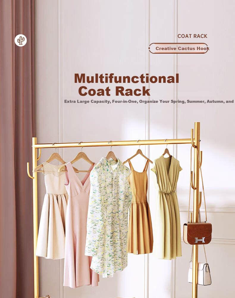Muhan Yue Floor-Standing Clothes Drying Rack Mobile Home Bedroom Balcony Garment Rack Indoor Simple Rod Coat Hanger 1