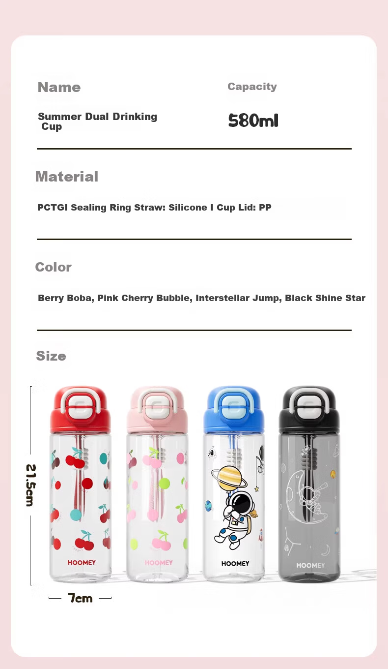 HOOMEY Children's Day Gift Water Bottle Student Dual-Use Straw Cup Large Capacity Kindergarten Maternity Plastic Cup 13