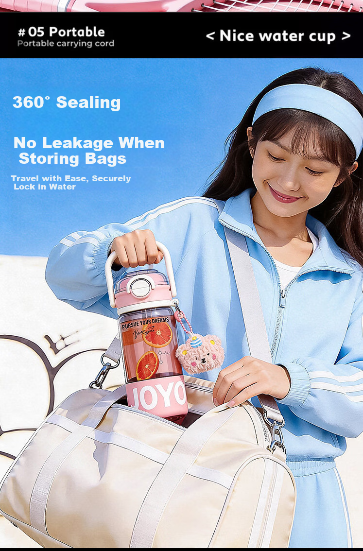 OKTP High-Value Straw Cup for Girls Tritan Summer New High-Temperature Resistant Portable Plastic Student Water Bottle 6