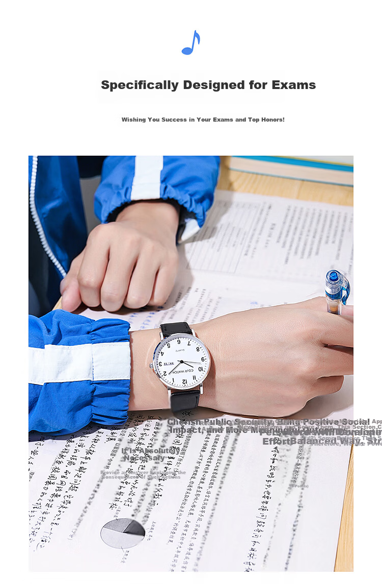 COJR Civil Service Exam Silent Mechanical Quartz Watch for Students Men and Women Allowed in Exam Room 3