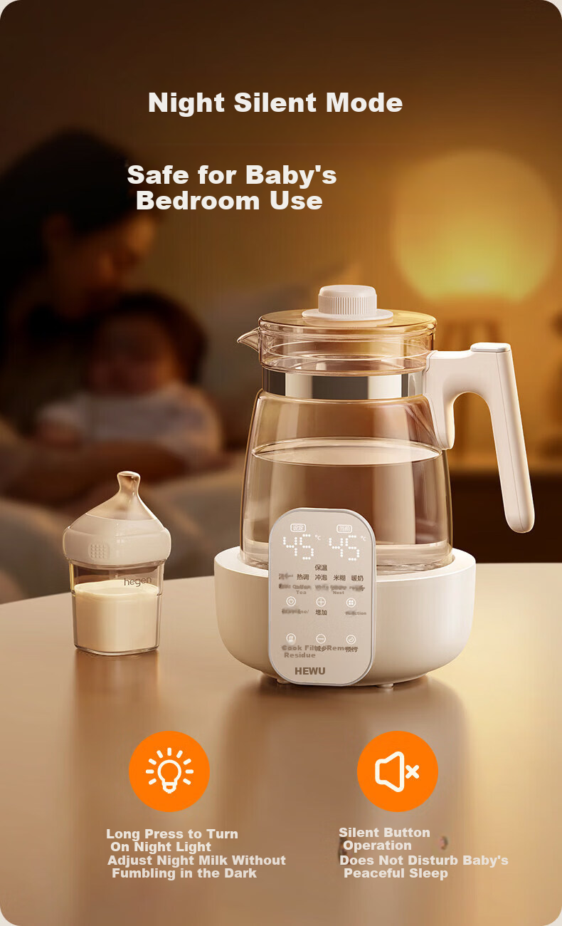 HeWu Full Glass Temperature-Controlled Kettle Baby Thermostat Kettle Milk Warmer Baby Formula Warmer Electric Hot Water Kettle 19