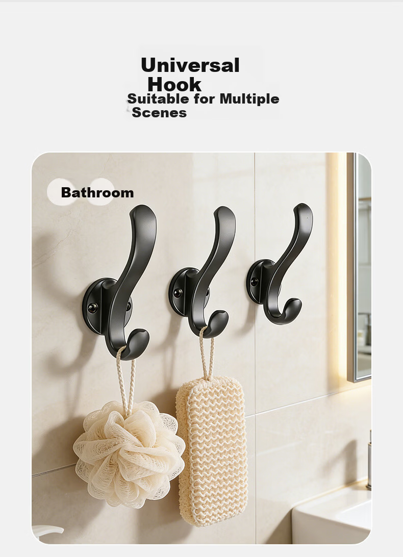 Baoshi Door-Back Hook, No Drilling Required, Coat Rack Storage Shelf, Heavy-Duty Load-Bearing Aluminum Alloy, Super Strong Adhesion, Bedroom 7