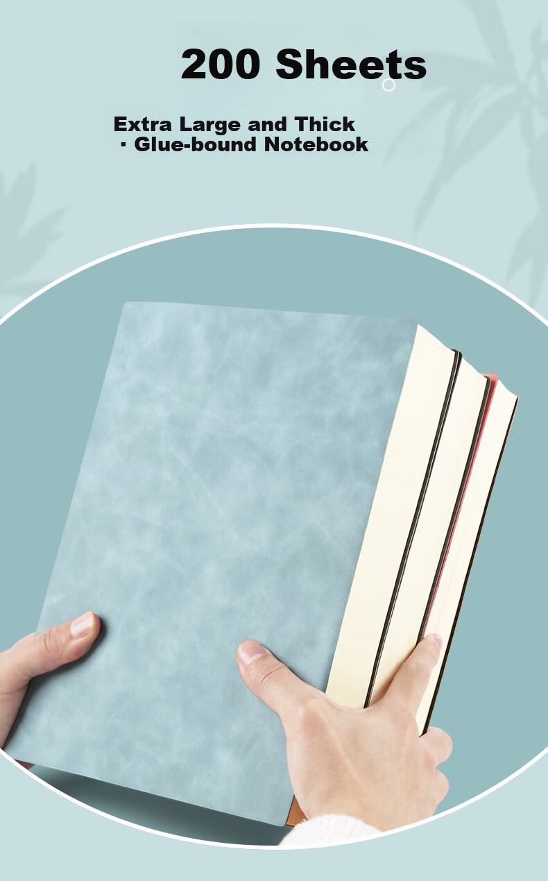 Weimei A4 Thick Large Business Notebook Soft Leather Diary Work Record Journal Student Exam Study Simple Thick Lined Classroom Notebook 2