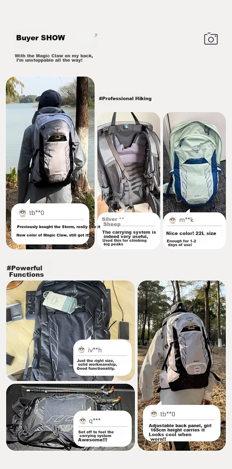 OSPREY Talon Claw 22L New Lightweight Outdoor Hiking Travel Mountaineering Backpack for Men 1